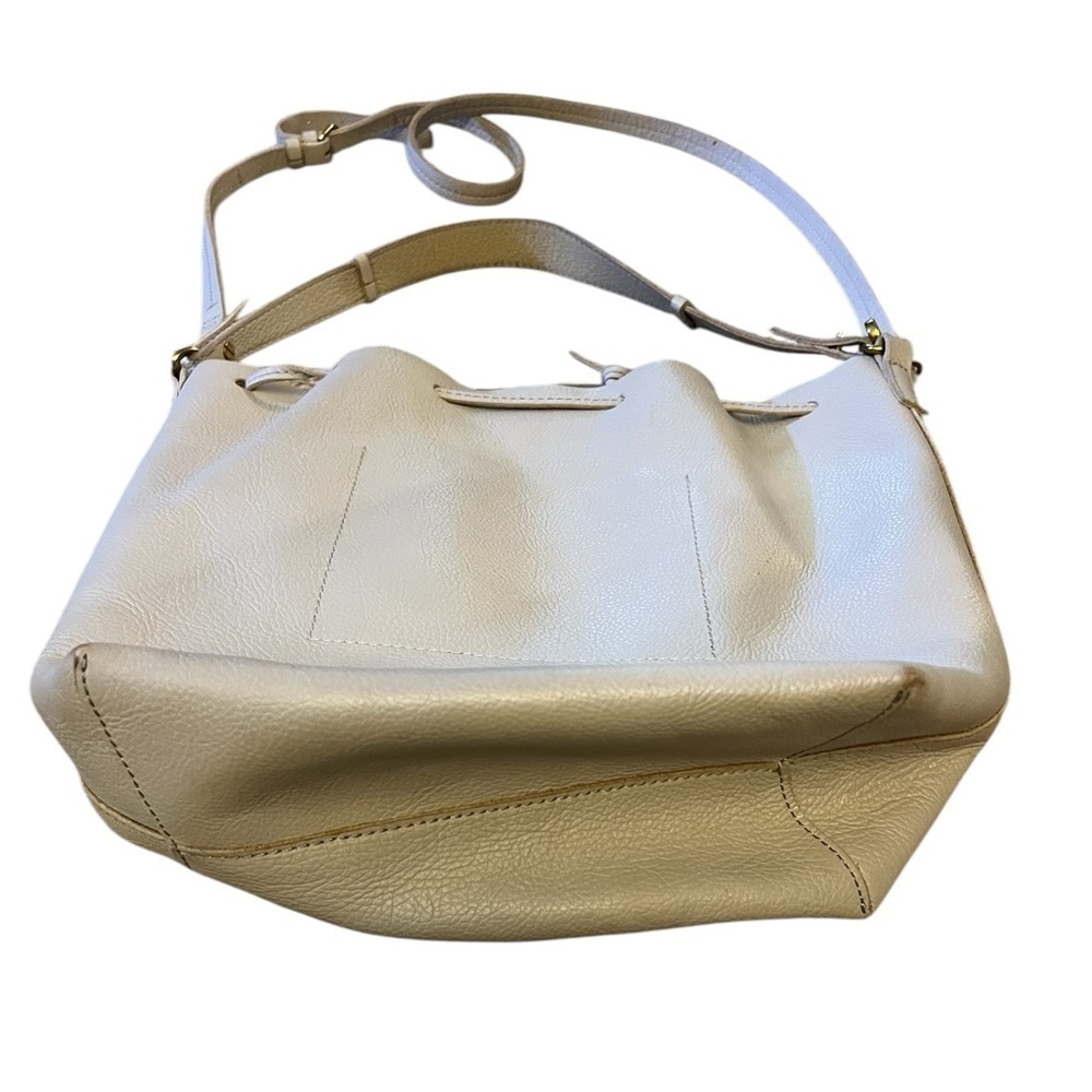 Mark & Graham Gray Leather Daily Bucket Tote Drawstring Bag Purse